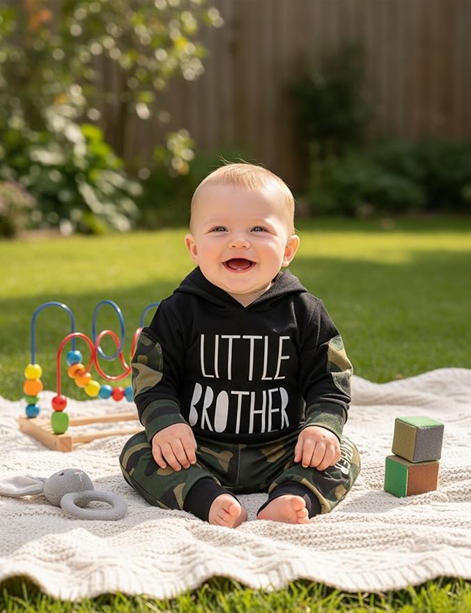 Fommy Newborn Baby Boy Clothes Plaid Letter Print Long Sleeve Hoodies + Long Pants 2PCS Fall Winter Outfits Set