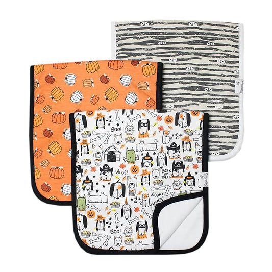 Baby Burp Cloth Large 21''x10'' Size Premium Absorbent Triple Layer 3-Pack Gift Set"Bones" by Copper Pearl