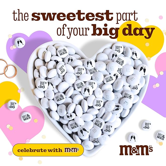 M&M’S WORLD “Mrs. and Mrs.” Milk Chocolate Candy, 5 lbs Bulk Candy for Wedding Decorations, Unique Favors, or Cake Topper