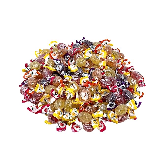 Premium Italian Fruit Jelly Candies - 2.25lb 4 Flavor Assortment- Vegan, Gluten Free, Natural Flavors, Individually Wrapped Soft And Chewy Candy (36 Oz) Made In Italy