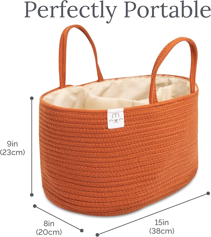 Natemia Baby Diaper Caddy Organizer - Baby Shower Basket for Gifts - Nursery Storage for Diapers, Wipes, Breast Pump - Portable Organizer and Gift Bag - Newborn Essentials