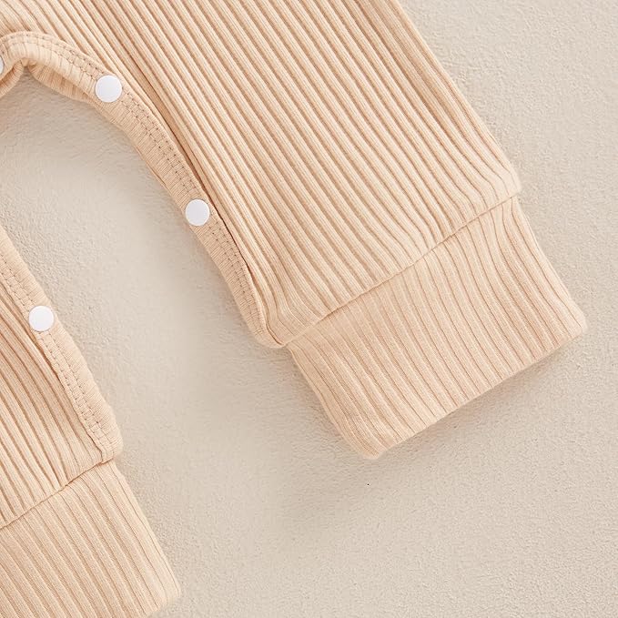 Newborn Baby Girls Rompers Knit Round Neck Long Sleeve Infant Fall Jumpsuits with Headband Coming Home Outfit