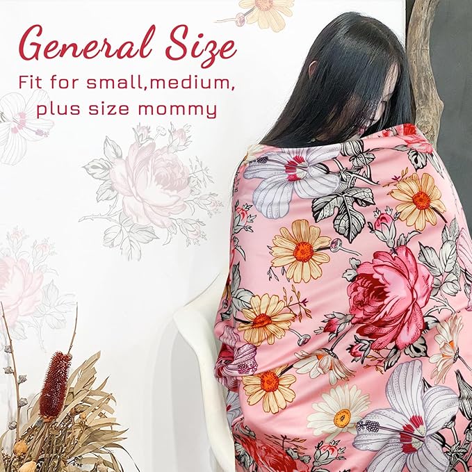Pink Baby Car Seat Cover Girls, Infant Carseat Canopy, Stretchy Multi- use Nursing Cover for Stroller/High Chair/Shopping Cart/Car Seat Canopies (Floral)