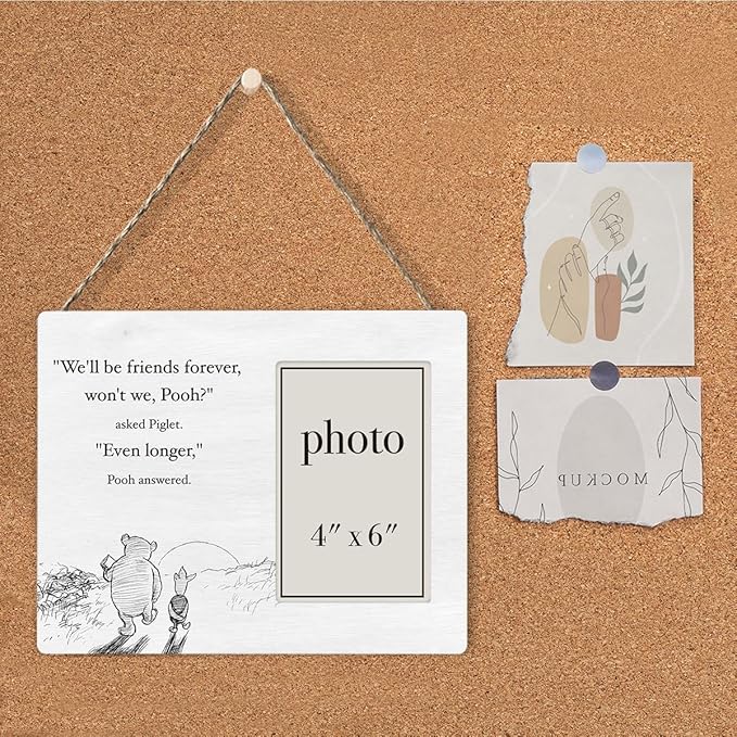 Pooh Bear Picture Frame, Friendship Gift Ideas, Birthday Gifts for Friends Besties, We'll Be Friends Forever Photo Frame for 4 x 6 Inch Photo