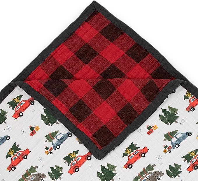 Little Unicorn Premium Quilted Throw | Super Soft, Multi-Layered Muslin XL Blanket| Great for Kids & Families (Holiday Haul)