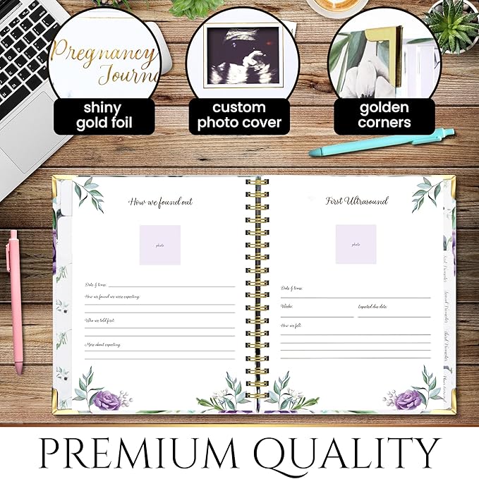 Elegant Pregnancy Journal, Pregnancy Diary Memories and Memories of the Baby, Journal For Pregnancy with Spaces to Save Your Best Memories, Images and First Footprints of Your Baby, Album.