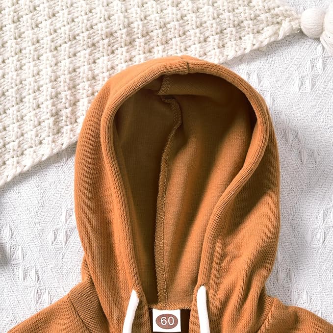 Unutiylo Unisex Baby Boys Girls Long Sleeve Infant Baby Zipper Hooded Jumpsuits Romper Loose Outfit Clothes