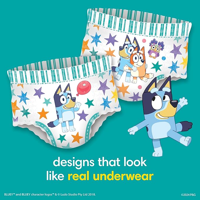 Pampers Training Pants - Easy Ups Boys & Girls Bluey - Size 6T-7T, 40 Count, Children's Potty Underwear