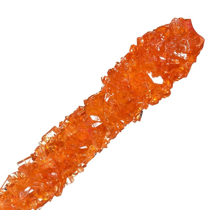 Orange Rock Candy Sugar Sticks - Orange Flavored - 12 Individually Wrapped Candy Party Favors