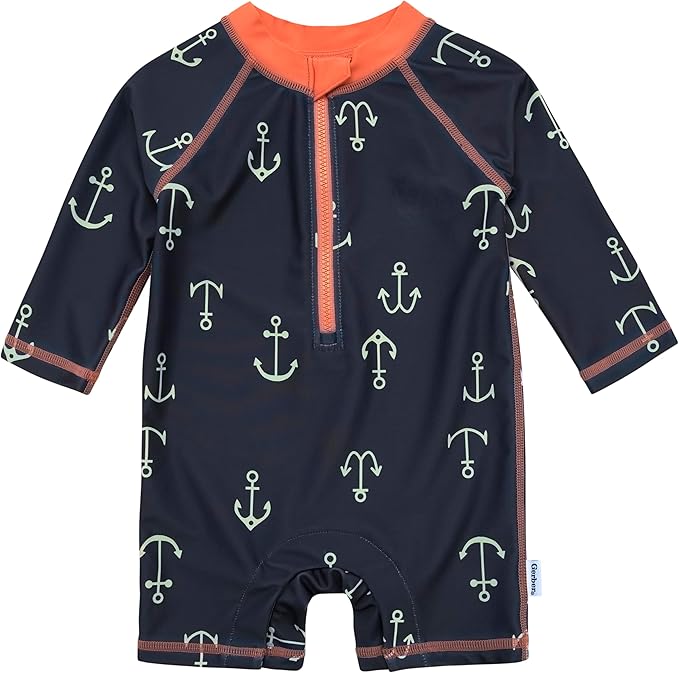 Gerber Boys' Toddler Long Sleeve One Piece Sun Protection Rashguard Swimsuit