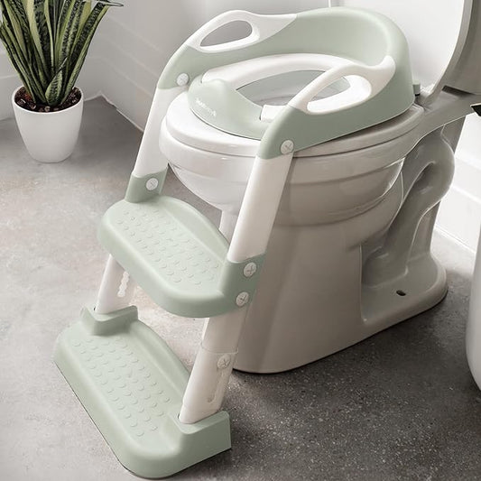 Jool Baby Potty Training Seat with 2 Step Ladder for Toddlers - Splash Guard, Adjustable Height (Sage)
