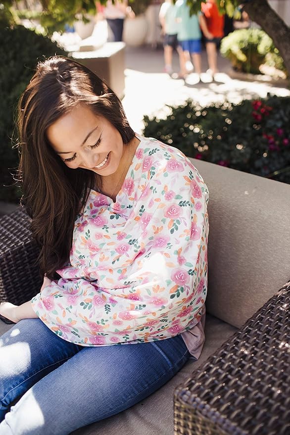 Baby Car Seat Cover Canopy and Nursing Cover Multi-Use Stretchy 5 in 1 Gift Siena by Copper Pearl