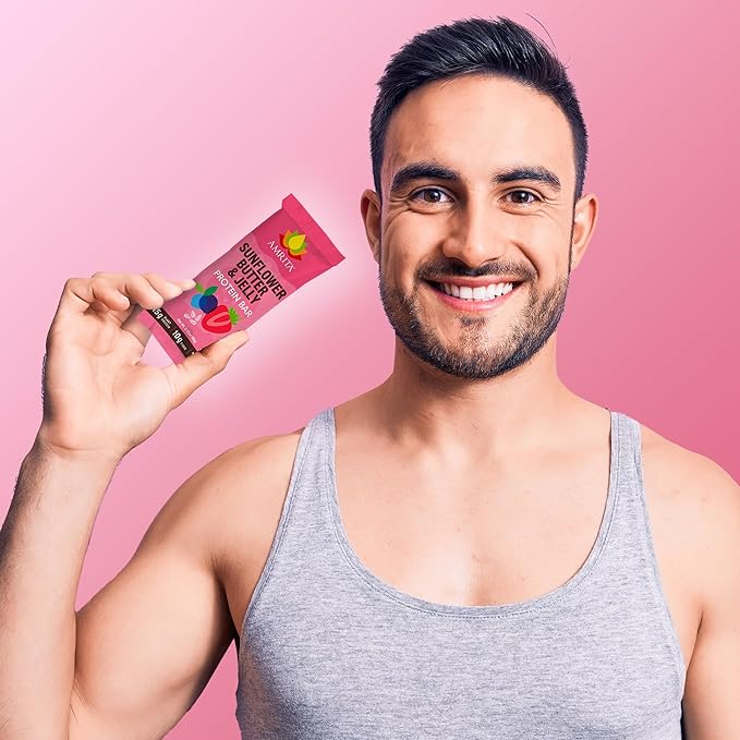 Amrita Nut Free Vegan Protein Bars (12 CT) | Sunflower Butter & Jelly 15g Plant-Based Protein Bar | Peanut-Free, Gluten Free, and Dairy-Free | No Added Sugar, High Fiber,Healthy Snacks for Kids/Adults