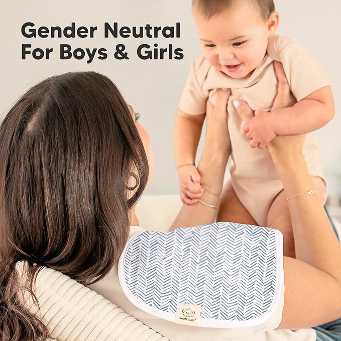 Organic Burp Cloths Baby Boy & Girl - 5-Pack Super Absorbent Cotton Burping Cloths for Babies, Soft & Plush Newborn Spit Up Rags, Infant Towels for Milk Spit Up, Unisex, Large 21" x 10" (Nordic)