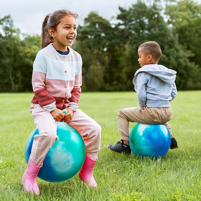 EVERICH TOY Hopper Ball, Clouds Hopping Toys for Kids, 18 Inch Bouncy Ball with Handle, Inflatable Bouncing Hoppity Hop Toys for Boys and Girls Gifts