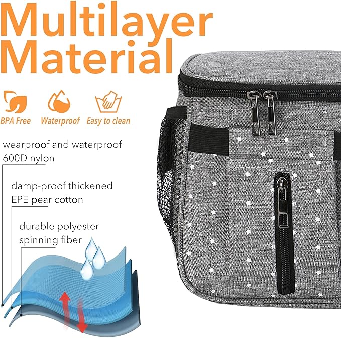 Miracle Baby Stroller Organizer Bag for Mom,Universal Stroller Storage Caddy Diaper Bag- Compatible with Most Stroller - Multifunctional Larg(Grey Star)
