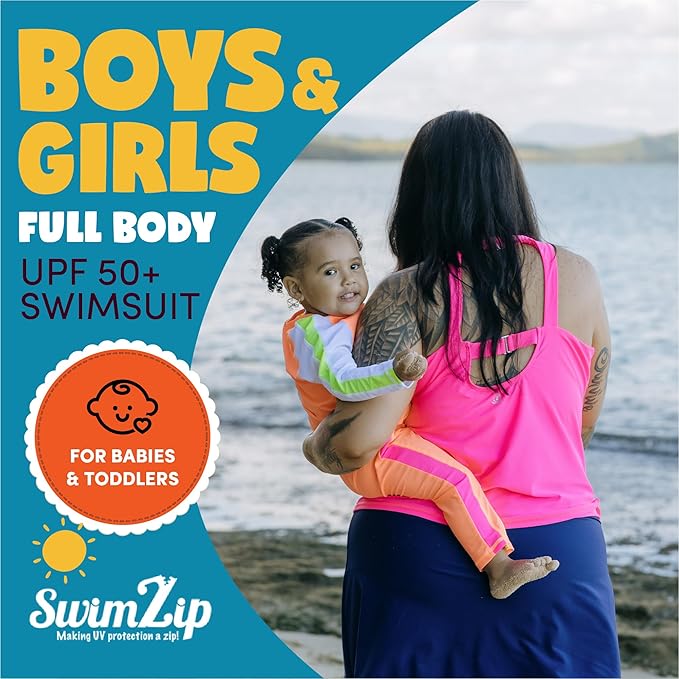 SwimZip Boys' Long-Sleeve UPF 50+ Swimsuit for Baby, Toddler, & Little Boys
