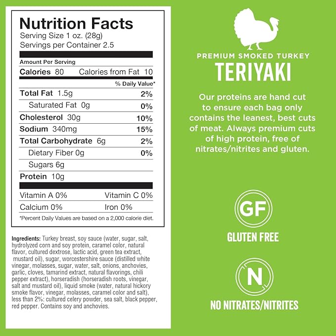Chef's Cut Real Turkey Teriyaki Jerky, 2.5 Ounce (4 Pack)