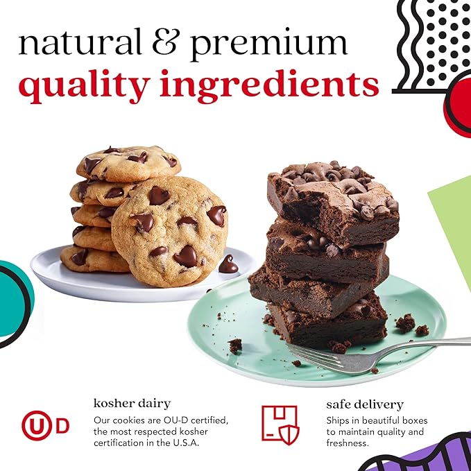 David’s Cookies Happy Birthday Gluten-Free Cookies & Brownies in Sweet Sampler Tin – Freshly Baked Classic Chocolate Chip Cookies & Fudgy Brownies – Gourmet Dessert Gift Box for Birthday Celebrations