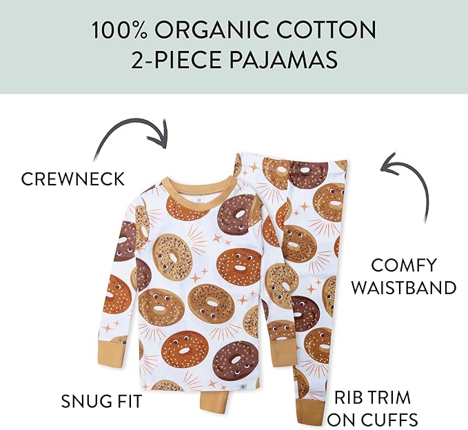 HonestBaby 2-Piece Pajamas Sleepwear Pjs 100% Organic Cotton for Baby, Toddler, Kids, Boy