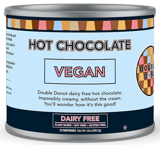 Double Donut Dairy Free Hot Chocolate Mix, Non Dairy Instant Vegan Hot Chocolate Mix, 12 Ounce