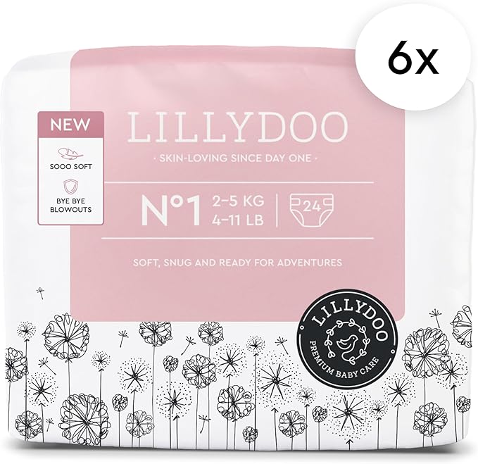 Baby Diapers - Size 1 (4-11 lbs), Monthly Supply (144 Count), Leak Protection, Skin-Friendly, Ultrasoft, Perfume- & Chlorine-Free, Hypoallergenic, Dermatologist Tested, Oeko-TEX®