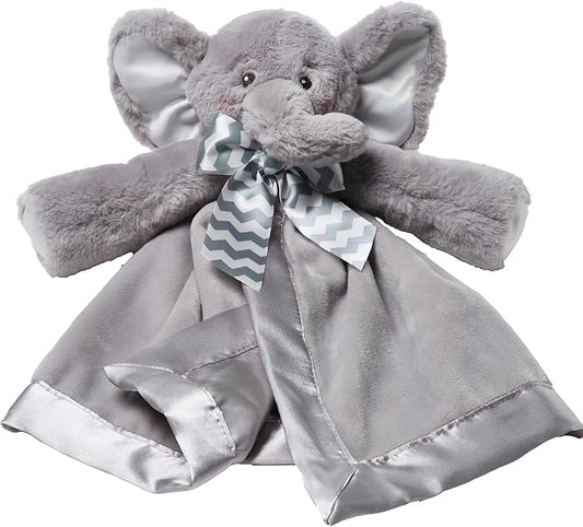 Bearington Baby Lil' Spout Snuggler, 15 Inch Gray Elephant Plush Stuffed Animal Security Blanket Lovey for Babies
