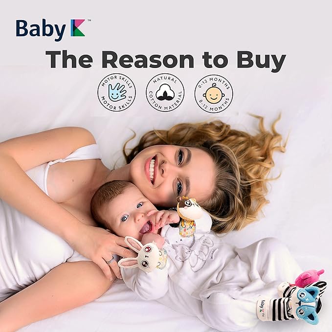 Rattles Socks for Girls & Boys (Pet Set) - Toys 6-12 Months - Wrist Rattles and Foot Rattles - Baby Toys for Newborns As Gift - Easy to Wear Baby Rattle Toys