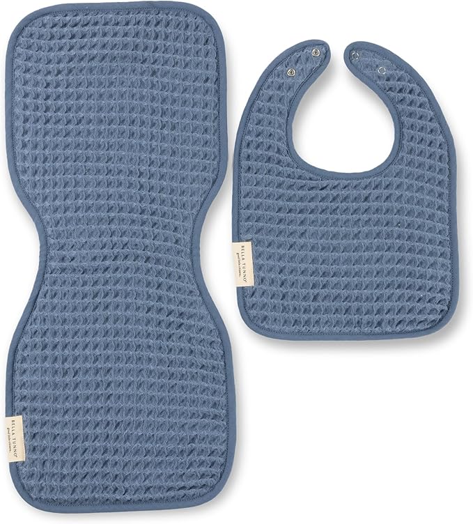 Bella Tunno Baby Bibs and Burp Cloths Set – Reversible Drool Bibs and Soft Absorbent Newborn Burp Cloths, Oeko-TEX Certified (Rain)