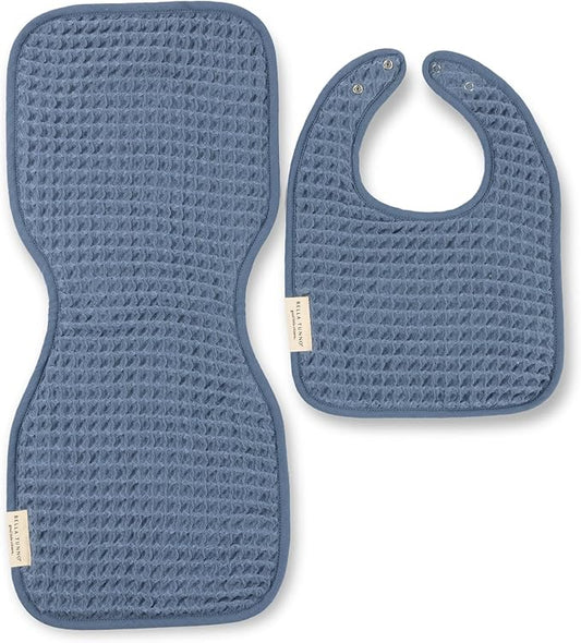 Bella Tunno Baby Bibs and Burp Cloths Set – Reversible Drool Bibs and Soft Absorbent Newborn Burp Cloths, Oeko-TEX Certified (Rain)