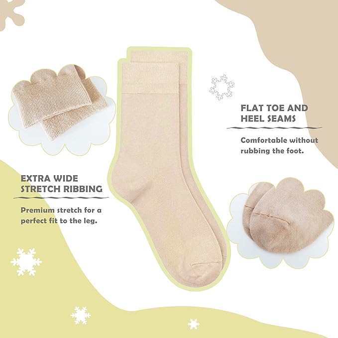 Kids Thin Rayon Bamboo School Crew Socks Uniform Dress Boys/Girls Soft Youth Socks 6 Pairs