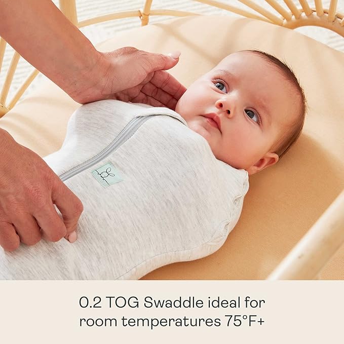 ergoPouch Cocoon Swaddle Sack 0.2 TOG - Baby Sleep Sack, Gentle Snug Fit Helps Calm Startle Reflex, Ideal for Arms In/Out Sleeping, Soft Breathable Fabric for Better Sleep (0 Months, Grey Marle)
