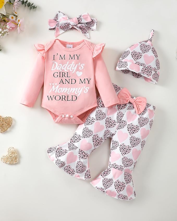 Renotemy Newborn Baby Girl Clothes Outfits Infant Romper Ruffle Floral Pants Cute Toddler Baby Girl Clothes Set