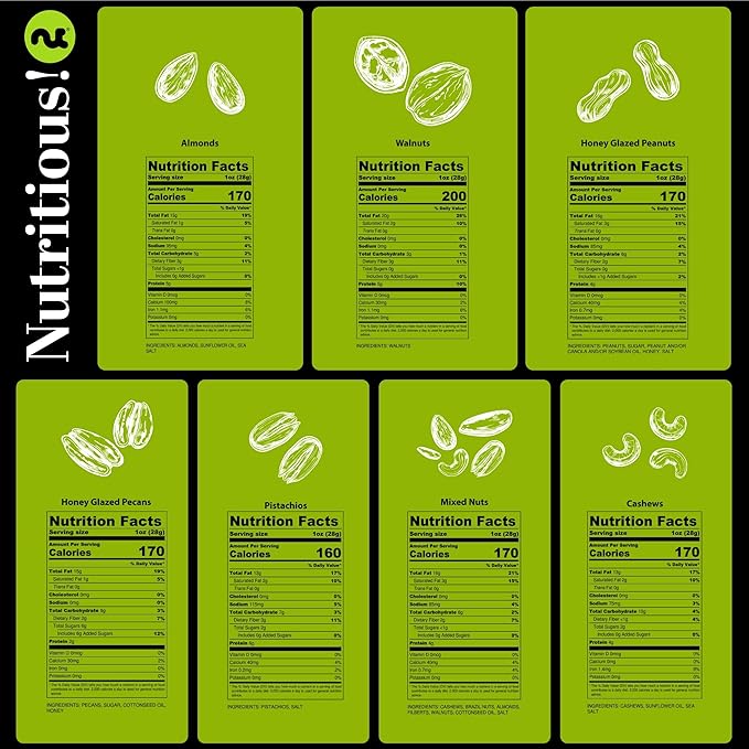 NUT CRAVINGS Gourmet Collection - Get Well Soon, Nuts Gift Basket with Get Well Soon Ribbon (7 Assortments) Food Platter, Healthy Snack Care Package, Food Assortments