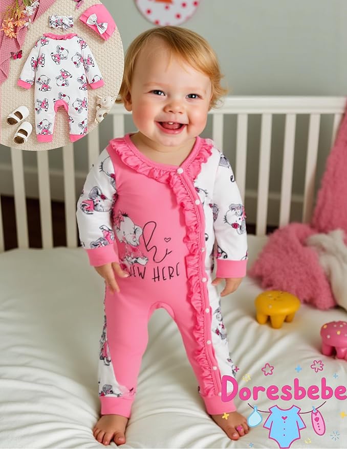 Preemie Newborn Baby Girl Clothes Infant Fall Winter Outfits Letter Floral One-Piece Romper+Jumpsuit