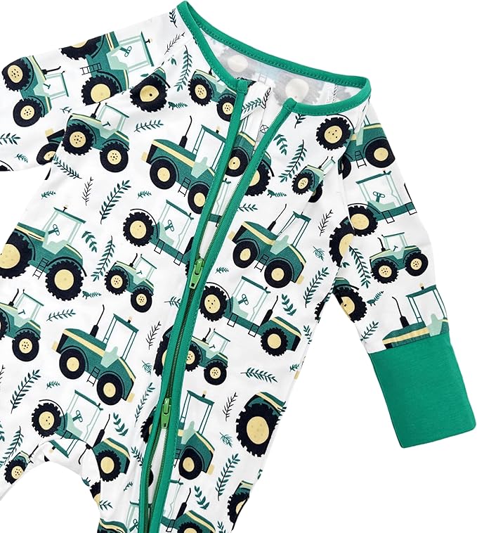 Bow Dream Bamboo Rayon Baby Boy Romper Footed Long Sleeve Footies Newborn Girl Clothes Footless with Zipper and Mitten Cuffs