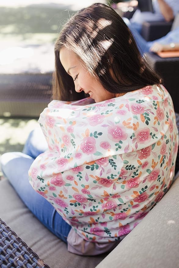 Baby Car Seat Cover Canopy and Nursing Cover Multi-Use Stretchy 5 in 1 Gift Siena by Copper Pearl