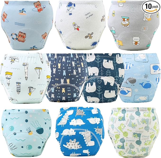 Upairy Training Pants Potty Training Underwear for Boys Girls,Toddler Potty Pants for 2T-5T,Soft Absorbent & Leak-Proof with Characters, 100% Cotton Washable (10PCS,S)