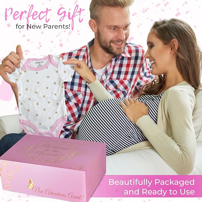 Newborn Gift Set, Baby Clothes, Baby Rattle, Baby Blanket, Swaddle, Pacifier, Gifts for New Baby Girl, Newborn Essentials, Baby Gift Set, Baby Gift Basket