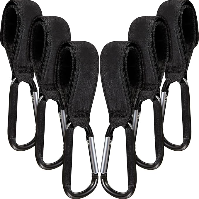 6 Pack Baby Stroller Hooks for Hanging Diaper Bags Pram Clips for Bags Multipurpose Hooks for Grocery Shopping Backpack Stroller Accessories Pram Buggy Clips Straps Hook