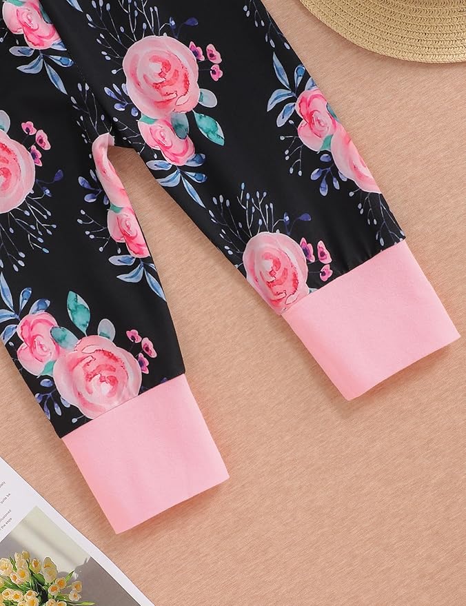 oklady Toddler Baby Girl Clothes Solid Color Ruffle Tops Floral Pants with Headband Fall Winter Cute Girl Outfits