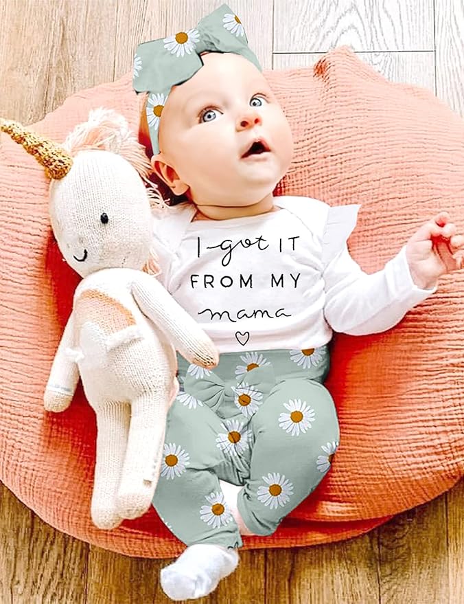 Infant Newborn Baby Girl Clothes Baby Girl Outfits For All Seasons Long Sleeve Snap Romper Pant Sets With Headband