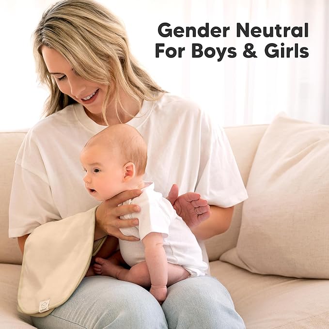 Organic Burp Cloths Baby Boy & Girl - 5-Pack Super Absorbent Cotton Burping Cloths for Babies, Soft & Plush Newborn Spit Up Rags, Infant Towels for Milk Spit Up, Unisex, Large 21" x 10" (Palms)