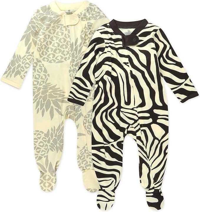 HonestBaby Baby Sleep N' Play One-Piece Zip-Front Footed Organic Cotton Pajama Sleeper