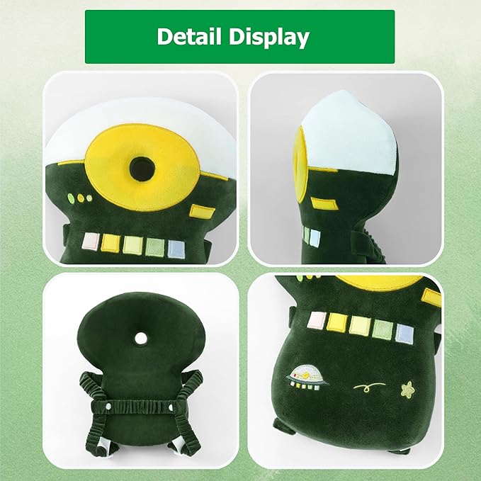 JunNeng Baby Head Protector Backpack Memory Foam, 3-Sided Fall Head Safety Protection (Green UFO)