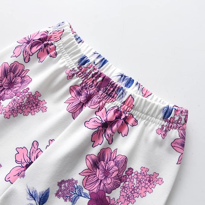 3PCS Baby Girl Clothes Ruffle Floral Shirt Tops Pants Headband Outfit Sets