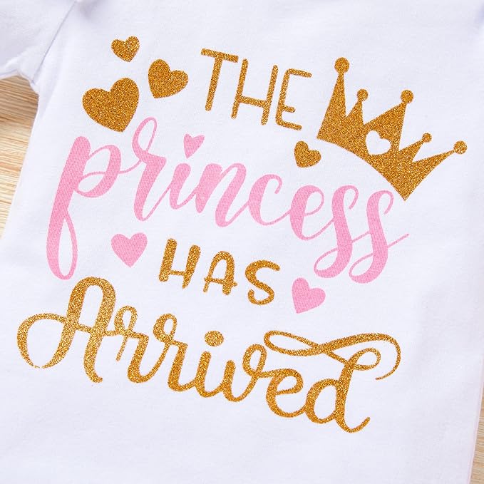 Newborn Baby Girl Outfits Infant Letter Print Romper+Tutu Skirt+Headband+Legging Warmer Coming Home Clothes Set