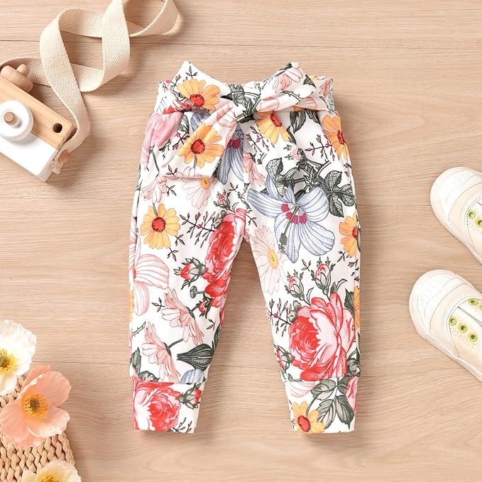 Aalizzwell Preemie Newborn Infant Baby Girls Clothes Ribbed Romper Bodysuit Pants Set Fall Winter Outfits