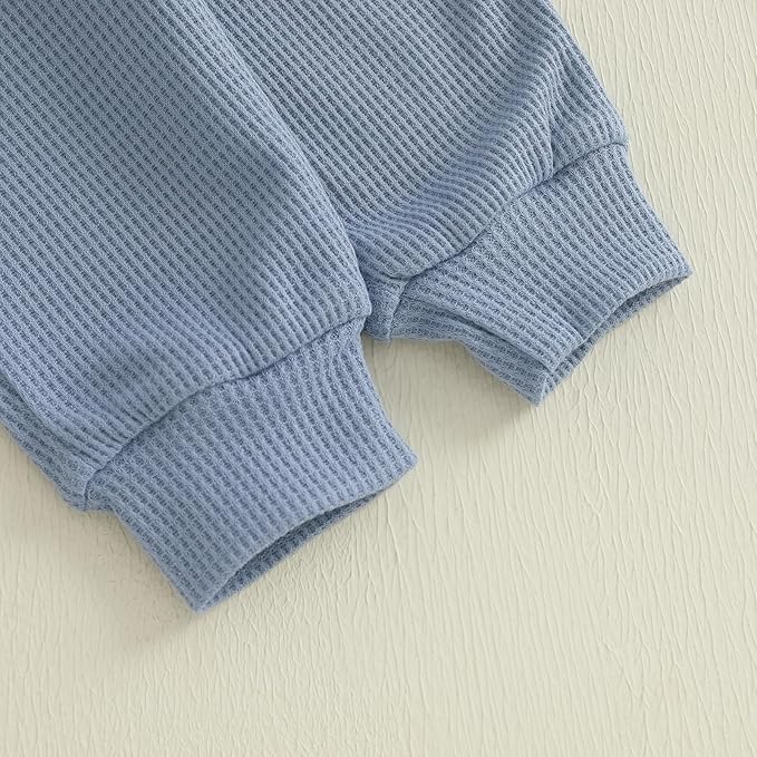 Kupretty Baby Boy Clothes 3 6 12 18 Months Fall Winter Outfit Mama's Boy Embroidery Waffle Long Sleeve Romper Pants Set