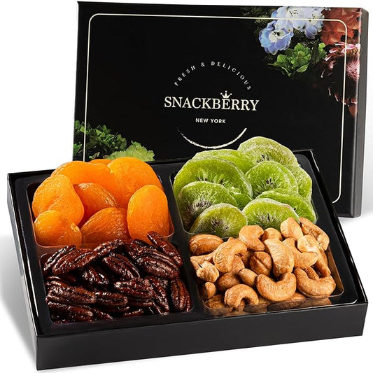 Holiday Christmas Variety Dried Fuit and Nuts Gift Basket, Nut Platter, Thanksgiving Gift Basket, Gift Box for Birthday. Anniversary, Get Well Gift, Gift for Him, Her and Family, Snackberry (1 Pack)